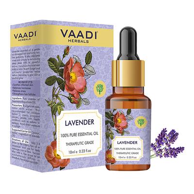 Vaadi Herbals Lavender Essential Oil - Prevents Hairfall, Relieves Stress, Soothes Skin - 100% Pure Therapeutic Grade 10 ml - Essential Oils