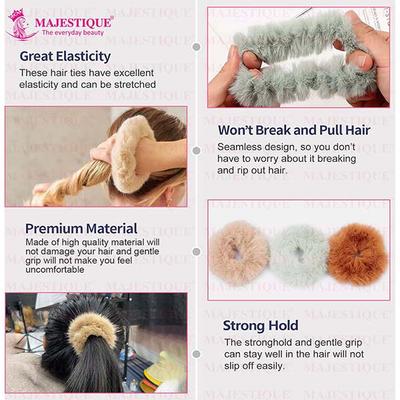 Majestique Fancy Spongy Hair Rubber Band Elastic Ponytail Holder Hair Accessories For Women And Girl - Multicolor 10's - Hair Clips/Bands