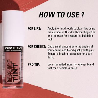 Revolution Relove Baby Tint Rose Lip & Cheek Tint - Rose 1.4 ml - Lip Stains & Tints