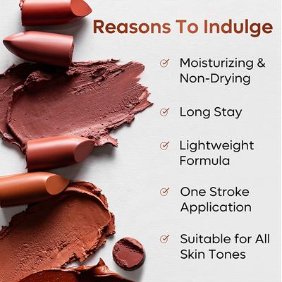 mCaffeine Cocoa Kiss Creamy Matte Nude Lipstick with Cocoa Butter - Choco Melt 4.2 gm - Lipsticks