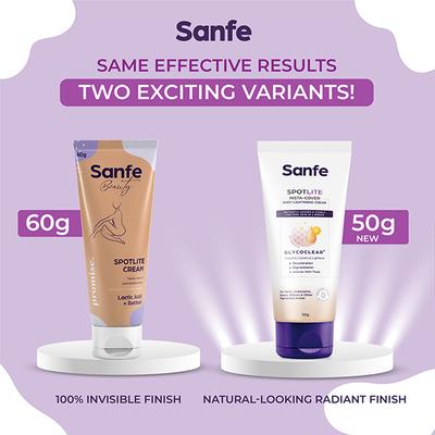 Sanfe Spotlite Insta-Cover Body Lightening Cream for Dark Neck, Joints and Skinfolds Lightens Skin 50 gm - Lotions & Creams