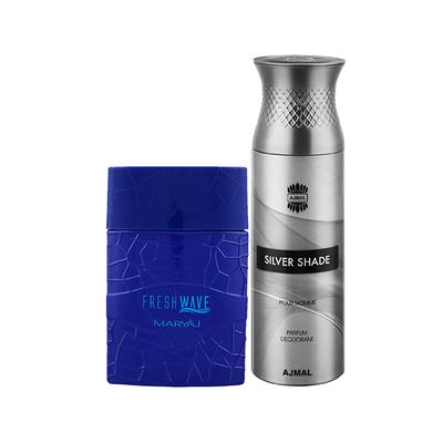 Maryaj Fresh Wave EDP Citrus Woody Perfume And Ajmal Silver Shade Homme Deodorant Citrus Woody Fragrance 300 ml - Men Perfumes (Edt/Edp)