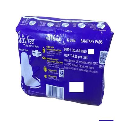 Stayfree Dry Max All Night Ultra-Dry Wings (XXL) 42's - Sanitary Napkins