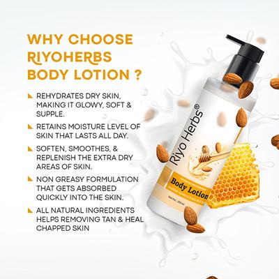 Riyo Herbs Advanced Nourishing Body Lotion with Almond Honey & Shea Butter 250 gm - Creams/Oils/Lotions