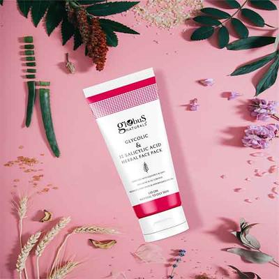 Globus Naturals Anti Acne Glycolic & 1 % Salicylic Acid Face Pack, for Acne & Oily Skin, 100gm each 2's - Masks & Peels