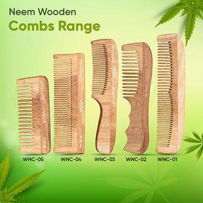 Vega Neem Hair Combs for Women and Men for Reduce Hairfall, Detangling, Frizz Control and Shine (WNC-05) 54 gm - Hair Brushes