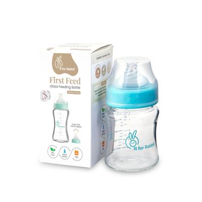 R for Rabbit First Feed Glass Feeding Bottle 120 ml - Lake Blue 1's - Feeding & Nursing