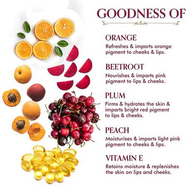 TAC - The Ayurveda Co. Lip & Cheek Tint Minis Pink Satsuma Orange Retro Red Plum Peach Nude Pink 20 gm - Lip Stains & Tints