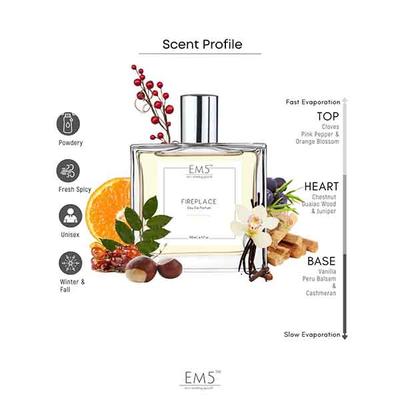 EM5 Fireplace Unisex Perfume - Eau De Parfum Spray for Men & Women, Woody Vanilla Balsamic 50 ml - Men Perfumes (Edt/Edp)