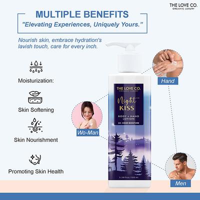 The Love Co. Night Kiss Hand & Body Lotion Daily Skin Moisture for Men and Women 100 ml - Creams/Oils/Lotions