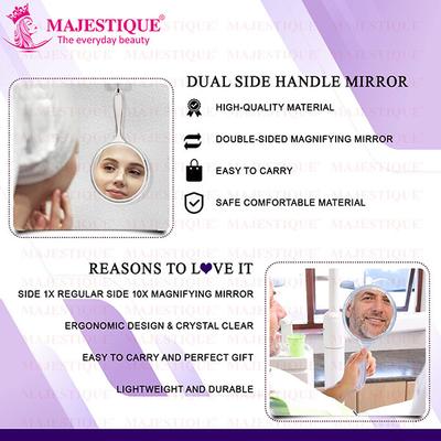 Majestique Dual Side Extra Large Handheld Mirror, 1X/10X Magnifying Mirror - Multicolor 1's - Mirror