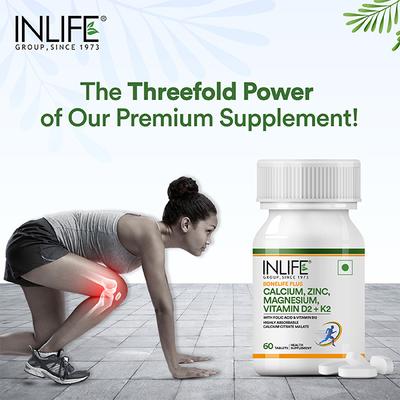 Inlife Calcium, Zinc, Magnesium, Vitamin D2 + K2 Tablet 60's - Multi-Vitamins