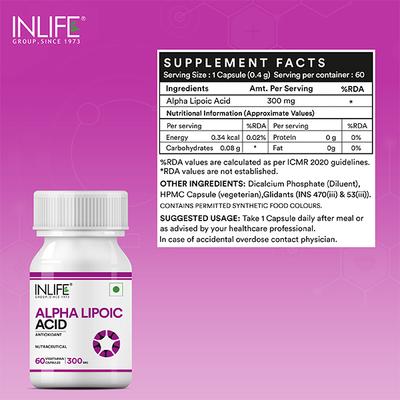 INLIFE Alpha Lipoic Acid Capsules 60's - Diabetes (Fitness)