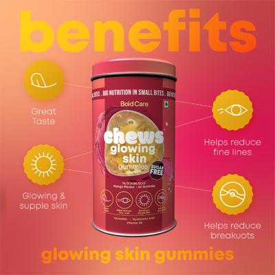 Bold Care Glowing Skin Gummies with Hyaluronic Acid, Vitamin D3, Curcumin- 60 Gummies 1's - Hair & Skin