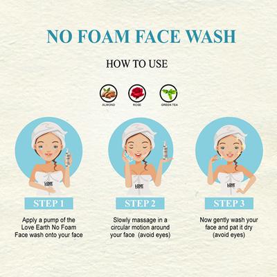Love Earth No Foam Face Wash for Normal to Sensitive Skin Soap Free, Non-Irritating 100 ml - Face Wash & Cleansers