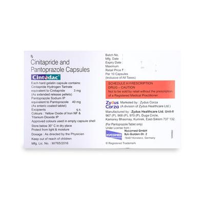 Cintodac Capsule 10'S - Ulcer/Reflux/Flatulence-Aaa