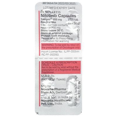 TASIGNA 200mg Capsule 4's - Cancer Oncology-Tar