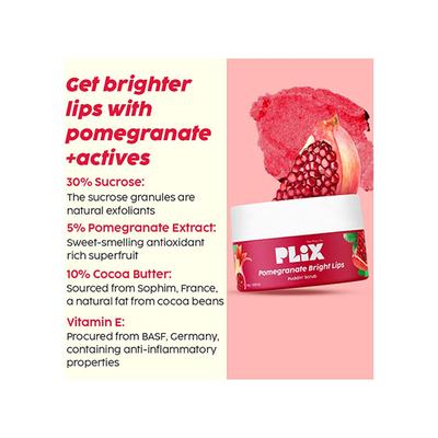 PLIX Pomegranate Lip Care Combo, Exfoliating Scrub and Plumping Lip Mask For Dark, Dry & Chapped Lips, Cocoa Butter & Chiuri Butter, Vitamin C & E 15gm each 2's - Lip Stains & Tints