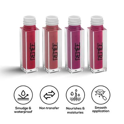 Renee Stay with Me Minis Matte Liquid Lipsticks, 01 Juicy Berries 2ml each 4's - Liquid Lipsticks