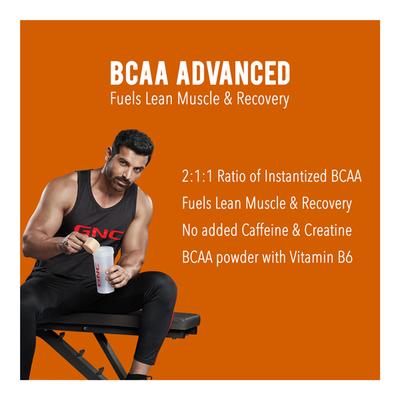 GNC AMP Gold Series BCAA Advanced Powder with Vitamin B6 - Orange Flavour 400 gm - Bcaa Supplements