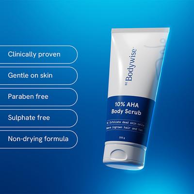Be Bodywise 10% Aha Body Scrub For Even Skin Texture 200 gm - Scrubs & Exfoliants