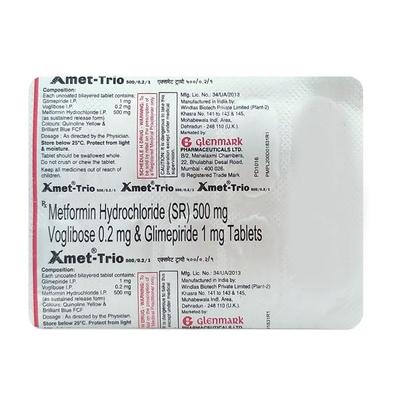 Xmet Trio 1/500/0.2mg Tablet 10'S - Diabetes-Ant