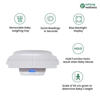 Sahyog Wellness Digital Weighing Scale for Baby and Adult (Weighs Upto 100 kg) (White) - Health Monitoring Devices