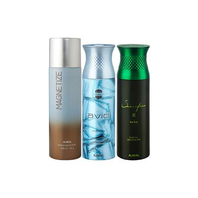 Ajmal 1 Magnetize, 1 Ajmal Avid And 1 Sacrifice II For Him Deodorants Pack of 3 200 ml - Deodorants/Roll-Ons