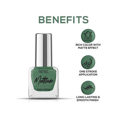 RENEE Mattitude Nail Paint - Moss Green 10 ml - Nail Polish