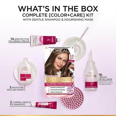 L'Oreal Paris Excellence Creme Hair Color, 6.13 Golden Brown (100gm + 72ml) 1's - Crème