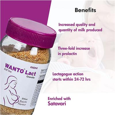 Ozone Wanto Lact Lactation Supplement For Increasing Breast Milk Supply(Elaichi Flavor) 200 gm - Nutritional Supplements