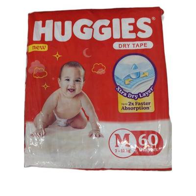 Huggies Dry Tape Diapers (7-12 Kg) M 60's - Diapers & Wipes