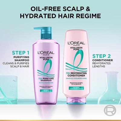 L'Oreal Paris Hyaluron Pure 72H Rehydrating Conditioner for Smooth Tangle-Free Hair 340 ml - Conditioners