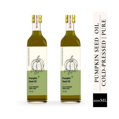 Essentia Extracts Combo of 2 Cold-Pressed Pumpkin seed Oil, 200ml (100ml + 100ml) 2's - Massage Oils
