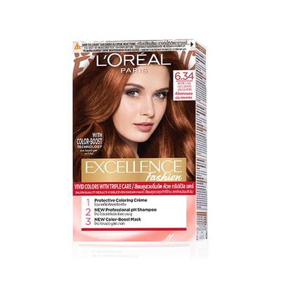 L'Oreal Paris Excellence Fashion Highlights Hair Color,with Color-Boost Technology 6.34 Intense Golden Auburn 172ml - Crème