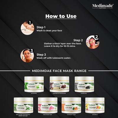 Medimade Charcoal Clay Face Mask 250 gm - Face Packs