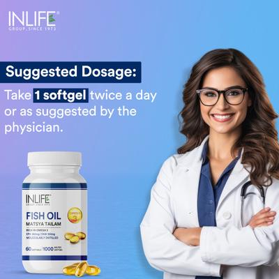 INLIFE Fish Oil 1000 mg Softgel 60's - Omega Fish Oil Fatty Acids