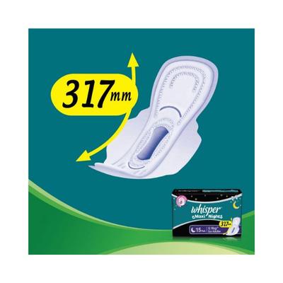 Whisper Maxi Nights Sanitary Pads for Women, XL, Pack of 15 Napkins 166 gm - Sanitary Napkins