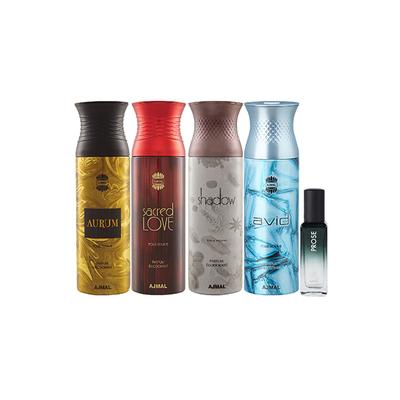 Ajmal Aurum & Sacred Love & Shadow Homme & Avid Deo & Prose EDP Pack of 5 20 ml - Women Perfumes (Edt/Edp)