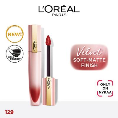L'Oreal Paris Chiffon Signature Liquid Lipstick, 129 Lead 7 ml - Liquid Lipsticks