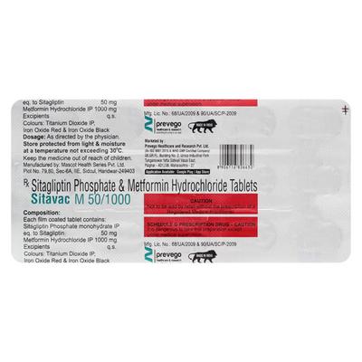 SITAVAC M 50/1000 Tablet 15's - Diabetes-Ant