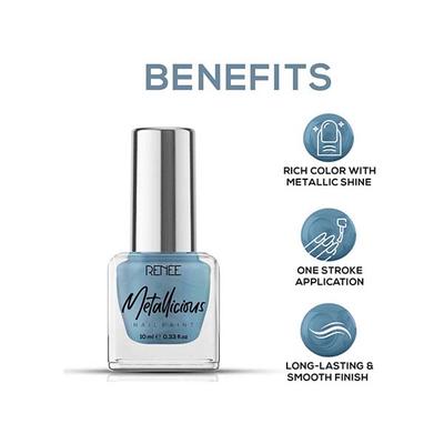 RENEE Metallicious Nail Paint - Mermaid Aqua 10 ml - Nail Polish