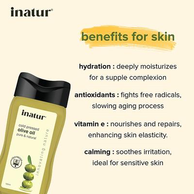 Inatur Cold Pressed - Olive Oil Pure& Natural 100Ml - Massage Oils