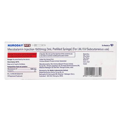 NURODAY PFS 1500mcg Prefilled Syringe(Pfs) 1ml - Supplements-Vam