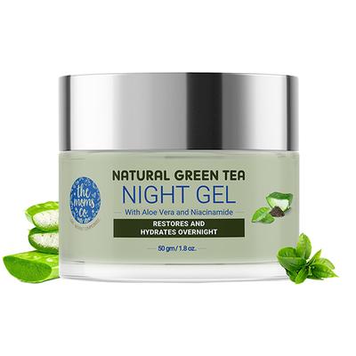 The Moms Co. Natural Green Tea Night Gel with Aloe Vera and Niacinamide Restores and Hydrates Overnight 50gm - Scrubs & Exfoliants