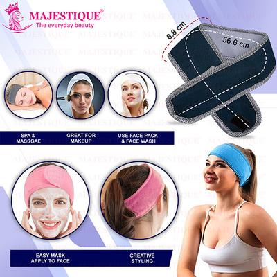 Majestique Facial Head Band, Dual Sided Silicone Brush with Makeup Remover Sponge - Multicolor 1's - Cleansing Brushes