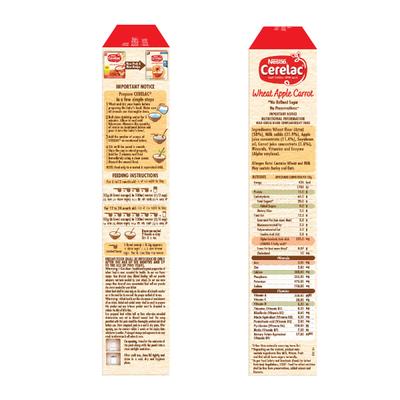 Nestle Cerelac Baby Food Cereal No Refined Sugar No Preservatives - Wheat Apple Carrot (For 6 to 24 Months Baby) 330 g - Baby And Infant Supplements