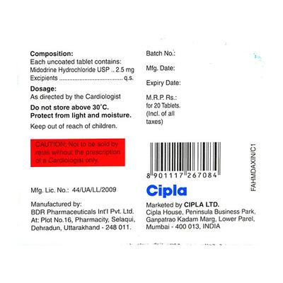 CIPMIDO Tablet 20's - Hypotension-Vas