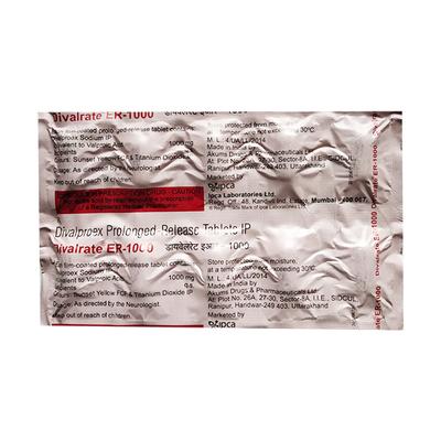 Divalrate Er 1000Mg Tablet 10's - Epilepsy/Convulsion-Ant