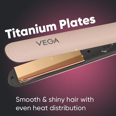Vega Go Glam Hair Straightener with Titanium Plates & 3 Temperature Settings, Pink, (VHSH-32) 1's - Straighteners